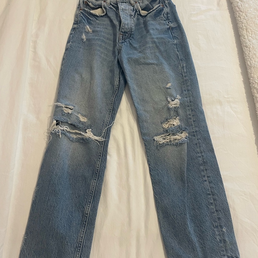 Zara high waisted cropped straight leg jeans